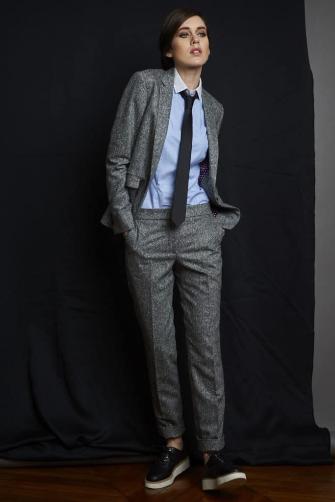 tailleur pantalon gris femme