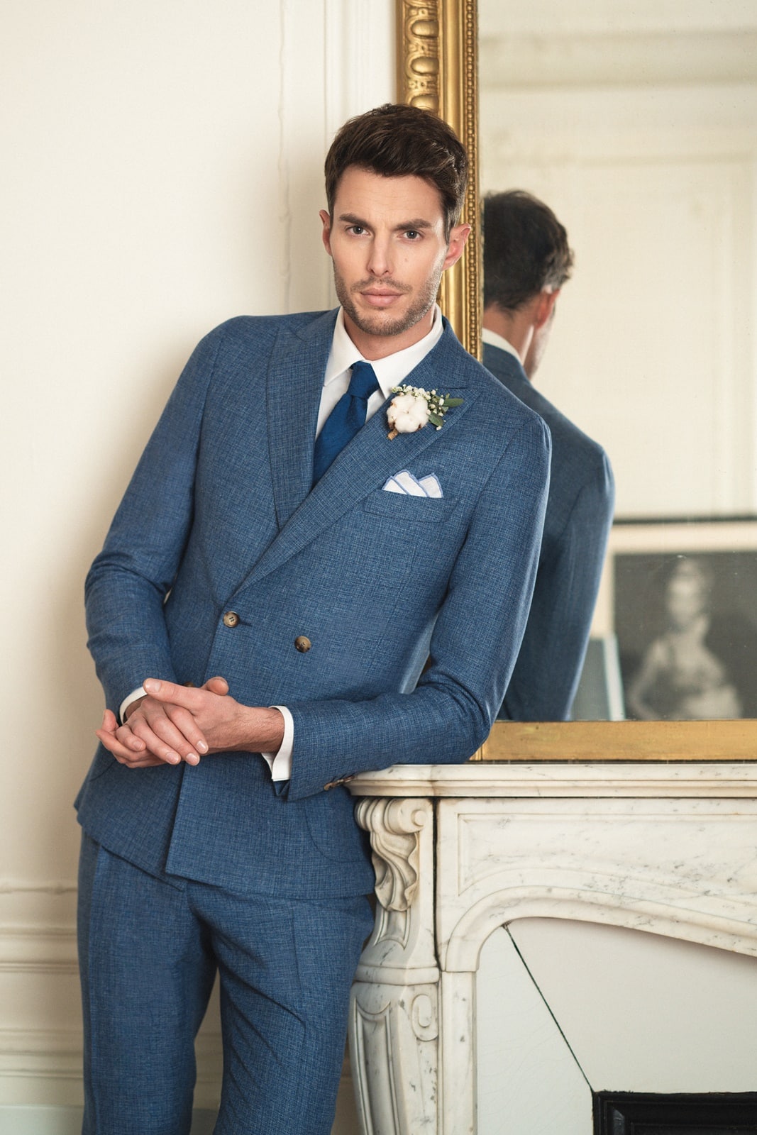 Costume croise mariage bleu