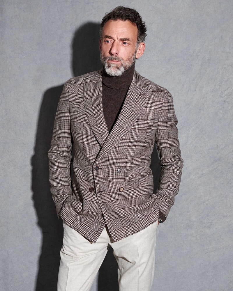 veste à carreaux marron sur mesure